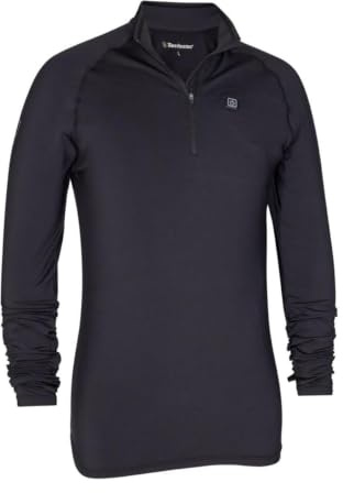 Deerhunter Heat Undershirt with Zip-Neck Black XXX-Large Black - Hunting Shirt Breathable Cotton for Men