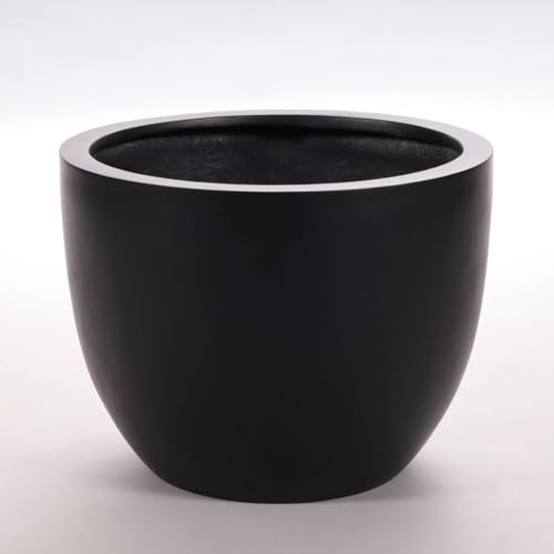 Elegant Einrichten Pflanzkübel; Blumenkübel; Pflanztopf; Blumentopf; Fiberglas, rund konisch D60xH46,5cm schwarz-matt.