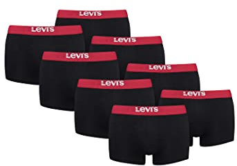 8er Pack Levis Men Solid Basic Trunk Boxershorts Unterhose Pant Unterwäsche, Farbe:Black/Red, Bekleidungsgröße:XL