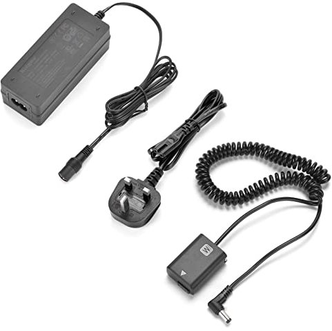 King Ma NP-FW50 Fully Decoded Dummy Battery with Flexible Spring Cable and AC/DC Coupler Power Adapter Compatible with Sony Alpha a7 a7r2 a7m2 a6300 a6000 a5000 a5100 a7s2 a6500 Camera