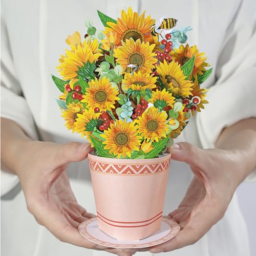Diese-Klappkarten Glückwunschkarte mit 3D Blumenstrauß - Pop Up Karte mit bunten Blumen - Geburtstagskarte Gute Besserung Karte Dankeskarte Gutschein