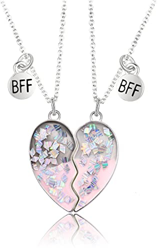 SJBAUTYO Freundschafts-Anhänger-Halsketten-Set,2 Stück BFF Necklaces,Herz freundschaftskette magnetisch,Beste Freunde Ketten für 2 Mädchen, Geburtstagsgeschenk für beste Freunde