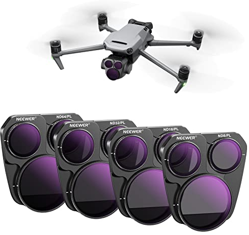 NEEWER Set di Filtr Mavic 3 Pro ND/PL Compatibile con DJI Mavic 3 Pro/Pro Cine, 4 Filtri a Densità Neutra Polarizzati di Design Snap On ND8/PL ND16/PL ND32/PL ND64/PL con Vetro Ottico HD Multistrato
