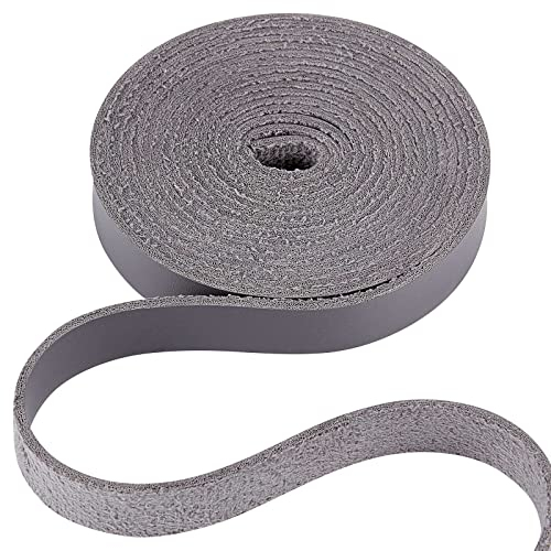 GORGECRAFT 2 mm Dicke Lederbandstreifen 2m Lang 12.5mm Breit Einseitig Grau Genarbtes Flaches Lederband Für DIY-Handwerk Armbänder Zugseile Schlüsselanhänger Uhrenarmbänder Armbänder