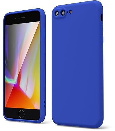 oakxco for iPhone 7 Plus Case iPhone 8 Plus Case Liquid Silicone, Cute Thin Slim Soft Rubber Gel Smooth Cover for Women Girl, Matte TPU Solid Aesthetic Design Protective & Shockproof, Royal Blue