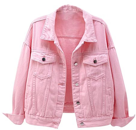 2023 Veste Jean Femme Grand Taille Pas Cher A La Mode Manteau en Denim Over Size A Manche Longues Slim Fit Hiver Blouson Femme Veste en Jean Vintage Blouson en Jean Mi-Saison Revers Denim Jacket