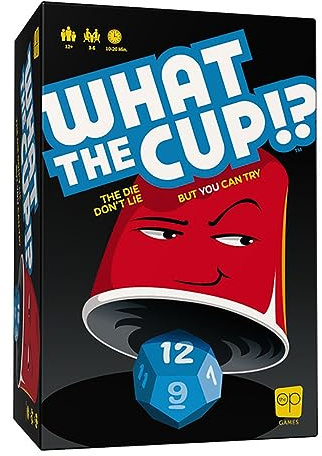 USAopoly What The Cup!? | Social Bluffing Dice Game | Featuring Handheld Dice Cups & D12 Dice | Spy, Swap, Steal The Winning Cup | 3-6 Spieler, Alter 12+