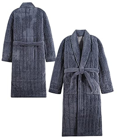 SUNMME Winter Herren Bademantel Robe 3 Schichten Flanell Super Dicke Warme Pyjamas Plaid Robe Männer