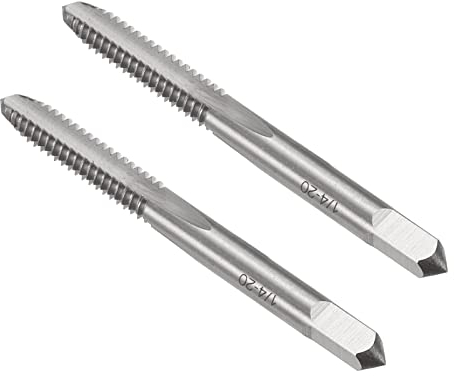 CoCud Gewinde Fräsen Gewindebohrer 1/4-20 Gewinde H2 Schnellarbeitsstahl Maschine 3 Gerade Nuten Schrauben Gewindeschneiden Werkzeug - (für Gewindeschneiden Bohren Maschine) 2Stk