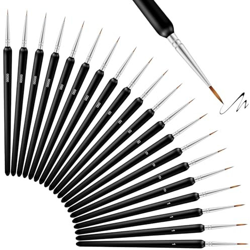 ARTCUT Pinceaux Peinture, 20 Pièces, pour Modèle, Figurine, Nails, Peinture Acrylique et Aquarelle, Fin Liner, 00000,000,00,0,1