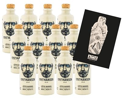 Knut Hansen 12er Set Hamburg Dry Gin 12x 0,05L (42% Vol) handcrafted Bottle - [Enthält Sulfite]