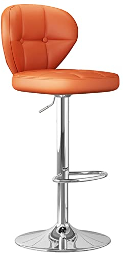 SIBEG Barstuhl-Drehhocker, Moderne Wohnmöbel, Theke, Büro, Rezeption, Barhocker mit Rückenlehne und Fußstütze, verstellbar von 62–82 cm (Farbe: Orange)