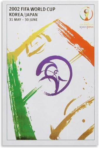 BBAUER Corée Japon 2002 Coupe du Monde de Football Affiches Vintage Football Toile Peinture Coupe du Monde Mur Art Impressions pour décoration intérieure Photo 40x60 cm sans Cadre