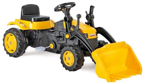 LEMODO Trettraktor ab 3 Jahre | Kinder Traktor in gelb| Traktor zum draufsitzen | Kindertraktor mit Schaufel | Trampeltrecker mit Hupe | Trettrecker für drinnen und draußen