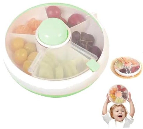 EHOTER Snack Spinner Rotierende Aufbewahrungsboxen Kinder Tragbare Melone Süßigkeiten Samen Organizer Snackbehälter Brei Einfrieren Behälter Snackbox mit Fächern, Knopf für unterwegs (A)