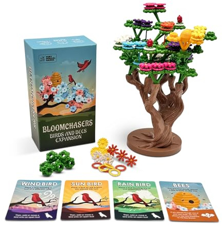 Bloomchasers Birds and Bees Erweiterungspaket, 3D-Blumen-Stapelbaum-Brettspiel für Familien und Erwachsene, Lichtstrategie, schön, lustig & wettbewerbsfähig, 1-6 Spieler, ab 12 Jahren
