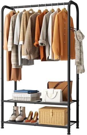 SINGAYE Clothing Racks For Hanging Clothes Rack Portable Closet Garment Coat Rack With Shelves Heavy Duty Hanger Stand Wardrobe Free Standing Closet