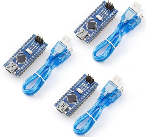 ELEGOO Pre-soldered Nano Board CH 340 with USB Cable Compatible with Arduino (Nano x 3 with USB Cable)