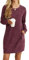 PrinStory Long Pullover Damen Langärmelig Sweatshirtkleid Beiläufige Komfortabel Gestrickte Pullover Oberteile Basic Pulloverkleid Mit Seitentaschen (Weinrot, XXL)
