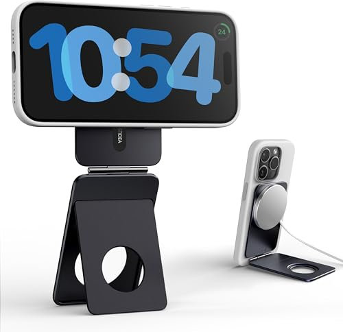 1ST IDEA Aluminum Alloy Phone Tripod Stand, Compatible with iPhone 12-16 Series, MagSafe, Foldable Strong Magnetic Phone Stand, Multi-Angle Adjustment, Black