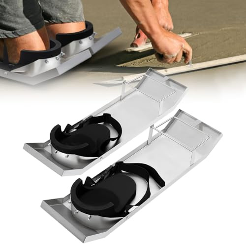Daneried Concrete Knee Boards Slider,28”x 8” Stainless Steel Concrete Sliders,Concrete Knee Pads and Board Straps Pair Moving Sliders For Concrete Finishing