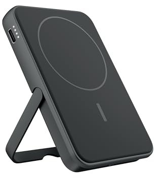 Fresh 'n Rebel Wireless Magnetic Powerbank 5000mAh, MagSafe-kompatibel, PD 20W Schnellladung, USB-C Port (in/Out), geeignet für iPhone 16/15/14/13/12, tragbar, mit Ständer (Storm Grey)