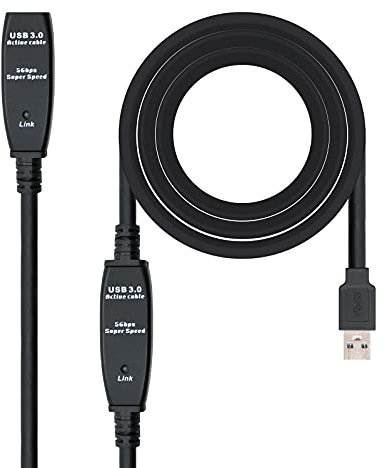 Prolunga USB 3.0 tipo A a tipo A, 10 metri, amplificazione del segnale, ideale per collegare dispositivi a lunga distanza.
