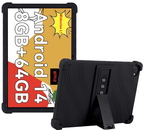 Junfire cover Silicone per Whitedeer C10/Yicty Tablet 10 Pollici, Custodia Antiurto Robusta con Supporto regolabile - Nero