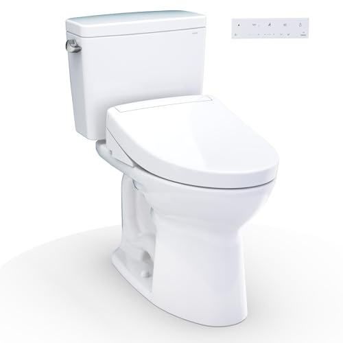 TOTO® Drake® WASHLET®+ Two-Piece Elongated 1.28 GPF TORNADO FLUSH® Toilet with S5 Bidet Seat, Cotton White - MW7763446CEG#01