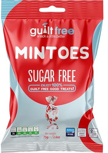 Guiltfree Sugar Free Mintoes (Wrapped) Retro Classic Sweets, Perfect Soft Chews | for Diabetic Gift Hamper Basket Party Bags Birthday Treats Valentine and Perfect for Gifting | 1 x 75g Resealable Pack