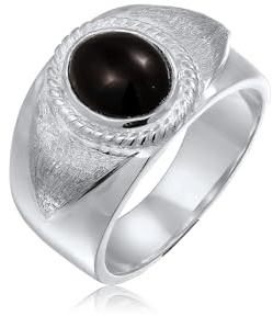 Kuzzoi Anello con sigillo da uomo con onice (10 mm) in argento sterling 925 lucido, anello in argento massiccio stile vintage, per uomini di misura 60-66, 0612143024, 66, Onice