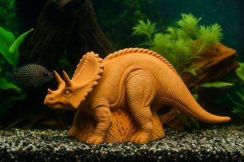 Generisch Keramik Triceratops Aquarium Deko – Dinosaurier Figur 30x8x14 cm – Ungiftig & Detailgetreu – Rückzugsort für Garnelen, Welse & Zierfische – Terrarium Tierfigur
