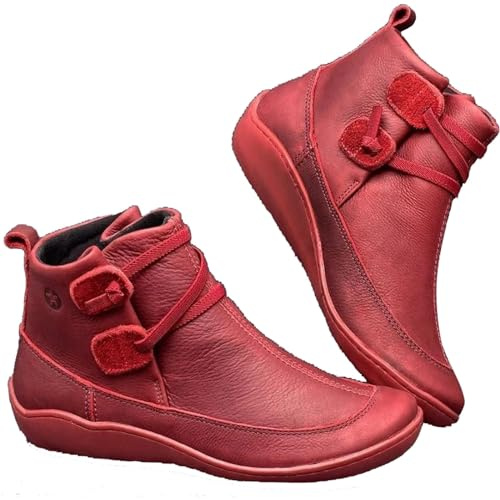 Generisch Stivaletti da donna per autunno e inverno, in pelle PU, impermeabili, comodi, antiscivolo, medievali, da ciclismo, da donna, traspiranti, morbidi