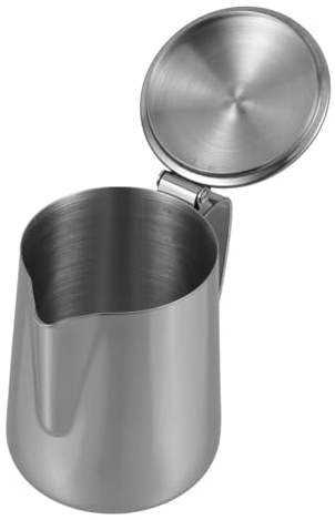 BESPORTBLE Bricco Latte con Coperchio Brocca per Schiumare Latte in Acciaio Inossidabile con Beccuccio Affilato Tazza per Montalatte per Casa Bar e Ristorante