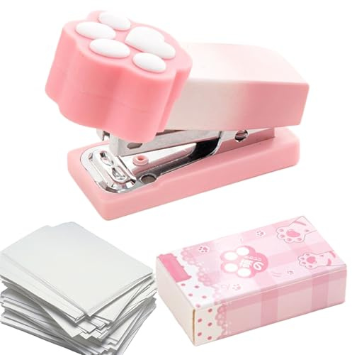Desktop Stapler – Cat Claw Shaped Mini Stapler, tragbar Office Stapler, Cat Claw Stationery Stitcher, Kids Stapler, für Kinder, Studenten, Klassenzimmer, Schule, Büro, Reisen, Weihnachten, 2-15 Blatt