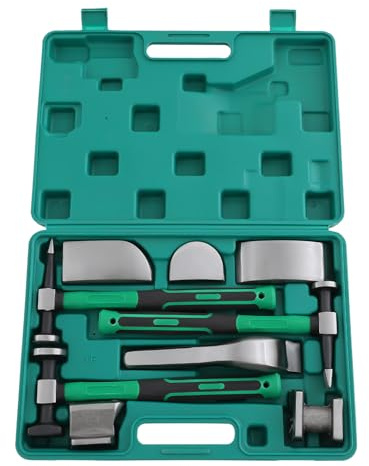 Karosserie Ausbeul Satz 9 TLG. Auto Dellen Reparatur Ausbeulwerkzeug Set mit Hämmer, Blech-Auflageeisen, Karosseriereparatur-Werkzeugsatz mit Werkzeugkiste 9-Teiliges Beulereparatur-Set