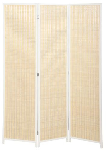 HOMCOM Paravent Interieur en Bois 3 Panneaux 135 x 180 cm Blanc | Séparateur de Pièce Pliable, Cloison de Séparation, pour Salon, Chambre à Coucher, Maison