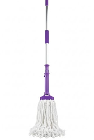 Twist Mop with Stainless Steel Handle – Purple | Heavy-Duty Self Wringing Floor Mop | Absorbent Microfiber Head | Hands-Free Wringing for Tile, Hardwood & Laminate Floors | Easy Cleaning Mop