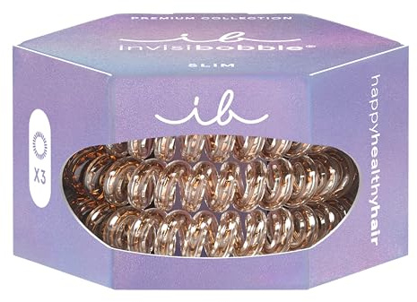 Invisibobble Slim Spiral Haargummi Bronze me Pretty 3er Set dünn Bronze | dünne Haargummis für feines Haar - haarschonend, HairLoveTech, ohne Abdruck & ohne Knick, keine Kopfschmerzen, Damen Premium
