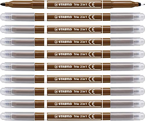 STABILO - Filzstift und Fineliner in einem - Trio 2 in 1-10er Pack - braun