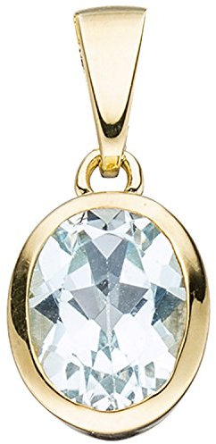 Jobo Damen Anhänger oval 333 Gold Gelbgold 1 Blautopas blau hellblau Goldanhänger