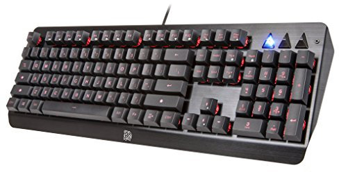 Thermaltake Tt eSPORTS Challenger Edge Aluminum Faceplate 8 Color LED Backlighting Fast Response Key Anti-Ghosting Membrane Gaming Keyboard KB-CHE-MBBLUS-01, Black