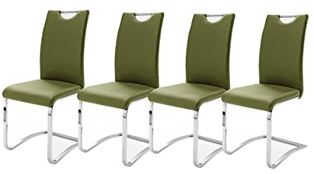 Robas Lund, Stuhl, Esszimmerstuhl, Schwingstuhl Köln, 4er Set, Oliv, 57 x 43 x 100 cm