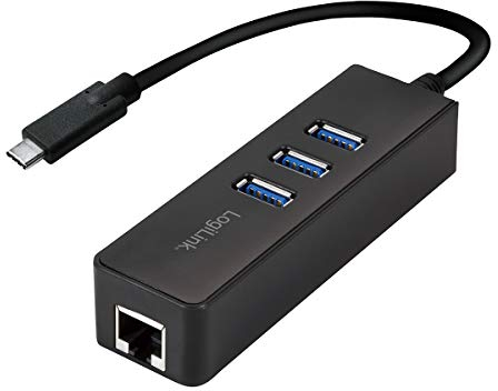 LogiLink USB 3.0 (Typ-C) zu Gigabit Netzwerk Adapter (RJ45) und 3x USB 3.0 (Typ-A) Hub