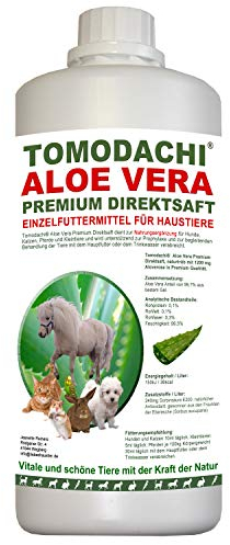 Tomodachi Aloe Vera Saft Hund, Barf Zusatz für Hunde, Nahrungsergänzung, Futterzusatz, reines Naturprodukt ohne Chemie, Aloe Vera Premium Direktsaft aus dem Innengel frischer AloeVera Pflanzen, 500ml