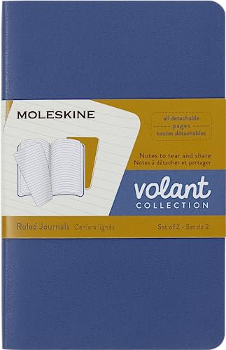 Moleskine Volant Notizhefte (liniert, Soft Cover, Pocket/A6) 2er-Set Vergissmeinnicht Blau, Bernsteingelb
