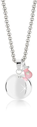 MAMIUX Llamador de ángeles con Chupete con Cadena de Acero 110cm (Esmaltado Rosa)