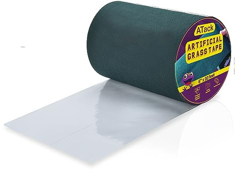 ATack Artificial Grass Tape, 6-Inch by 32-Feet, Self-Adhesive Synthetic Grass Joining Seaming Tape - Ideal for Outdoor, Patio, and Lawn Artificial Grass Carpet Tape