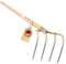 SHW-FIRE | Picador de patatas con 4 dientes, mango ergonómico de madera de fresno de 135 cm, resistente y duradero, ideal para labranza, cosecha de patatas y heno | Fabricado en Alemania
