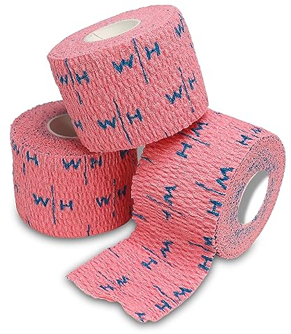 Sporttape Daumen Bandage für Gewichtheben: Hook Grip Tape 7 m Rolle selbstklebend wasserfest elastisch | Sport Gym Krafttraining Thumb Support Weightlifting (Pink Box of 3)
